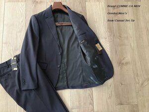 新品 COMME CA MEN コムサメン 厚手 ジャージーツイード カジュアル セットアップスーツ 04チャコールグレー Lサイズ 15JA01 定価68,200円