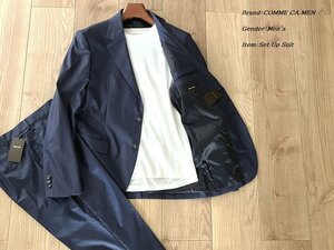 新品 COMME CA MEN コムサメン 秋冬春用 微光沢 ポリエステルストレッチ セットアップスーツ 09ネイビー Mサイズ 04GC04 定価75,900円