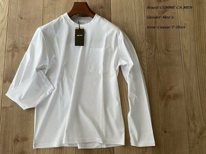 新品サンプル COMME CA MEN コムサメン ドレスネック ロングスリーブTシャツ 01ホワイト Mサイズ 40TC04 定価12,100円