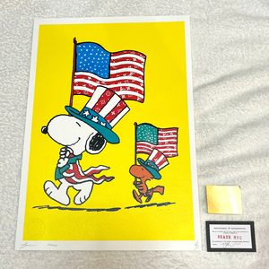 DEATH NYC スヌーピー SNOOPY ヴィトン LOUISVUITTON 星条旗 ポップアート PEANUTS 世界限定100枚 アートポスター 現代アート KAWS Banksy