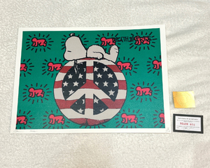 世界限定100枚 DEATH NYC スヌーピー SNOOPY キース・ヘリング 星条旗 ポップアート PEANUTS アートポスター 現代アート KAWS Banksy