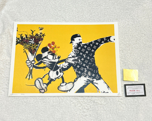 世界限定100枚 DEATH NYC バンクシー Banksy「FLOWER BOMBER」ヴィトン VUITTON ミッキー ポップアート アートポスター 現代アート KAWS
