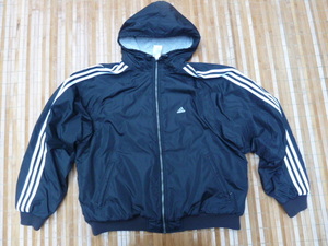 USED adidas BIGサイズ リバーシブル フーデイーJKT JP/2XO ブラック/グレー