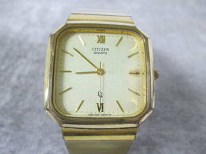 【1204o F7352】 CITIZEN シチズン 1230-214153 TA クォーツ 3針 スクエア ゴールドカラー 腕時計 時計 ジャンク