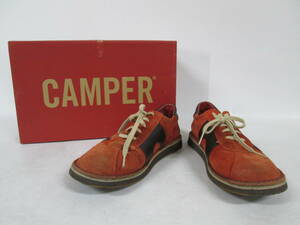 【1226i F8124】 CAMPER カンペール brothers ブラザー レザー スエード シューズ スニーカー 38 約24㎝ オレンジ ブラウン 靴 28549-068