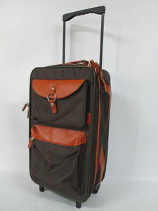 【1214n F7832】anan キャリーバッグ キャスター付き ブラウン系 ナイロン レザー ビジネスバッグ スーツケース 旅行バッグ