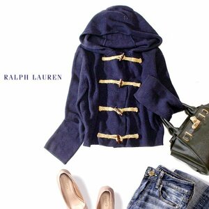 ☆☆ 美品 Ralph Lauren SPORT ラルフローレンスポーツ ☆☆ 大人可愛い フード付き ニットコート L 春 秋 合服 23D11