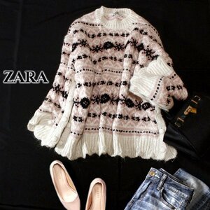 ☆☆ 美品 ザラ ZARA ☆☆ ゆったり可愛い オーバーサイズ アルパカ・ウール混紡 極厚 ニット セーター M-L 秋 冬 23A12