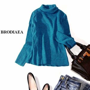 ☆☆ 美品 BRODIAEA ブローディア ☆☆ イタリア製ウール100％ リブストレッチ 細身 ニット セーター 40号 L 秋 冬 23C12