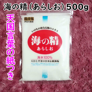 【送料無料】斎藤一人さんオススメの自然塩 海の精 500g あらしお 天国言葉の紙つき（can0992）結界塩 天然塩 あら塩