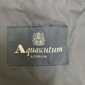 90s Aquascutum アクアスキュータム 定番チェック ライナー付 ステンカラーコート ネイビー メンズ Lサイズ相当 日本製の画像5