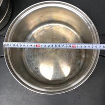 N 2603　中古品 [ Amway 鍋 等 3点セット！！]　アムウェイ クイーン 18/8 STAINLESS STEEL 両手鍋 フライパン やかん 蒸し器 現状品_画像3