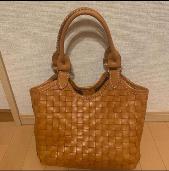 美品 ピークスピーク レザーメッシュトートバック