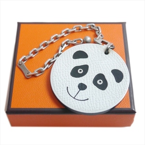  первоклассный товар Hermes брелок для ключа сумка очарование Panda животное кожа Vintage редкий 