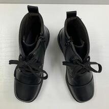 新品 レディース 23.5cm 撥水ブーツ 編み上げブーツ ショートブーツ フェイクレザーブーツ ファスナーブーツ ブラック 黒色 taby9867_画像5