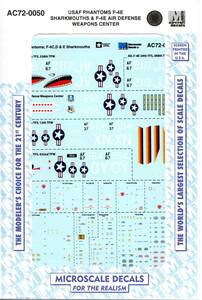 1/72 マイクロスケールデカール　 AC72-0050 USAF Phantoms - F-4C - F-4D - F-4E Sharkmouths 