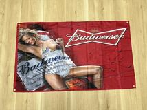バドワイザー Budweiser 特大フラッグ バナー 約150×90cm タペストリー 旗 ガレージ装飾 アメリカン 店内装飾 ビール コロナ インテリア _画像1