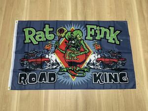 ラットフィンク 特大フラッグ バナー 約150×90cm タペストリー 旗 ガレージ装飾 アメリカン ホットロッド ロードキング ratfink