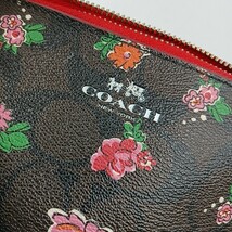 A #【商品ランク:B】 コーチ COACH シグネチャー 総柄 ロゴ型押し レザー ポーチ 小物入れ マルチケース 服飾小物 ブラウン 茶色系_画像7