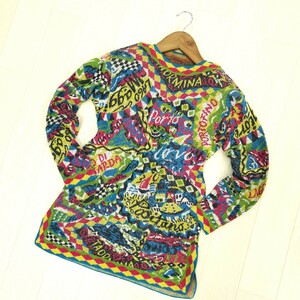 D # 【商品ランク:B】ミッソーニ MISSONI 総柄 上質 コットン ニット 長袖 セーター size31 レディース トップス 婦人服 マルチカラー