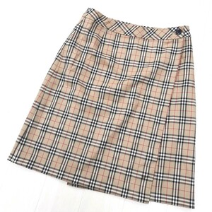 K＝ 【商品ランク:B】バーバリー BURBERRY BLUE LABEL ノバチェック ひざ丈 ウール タイトスカート size38 レディース 婦人服 ベージュ系