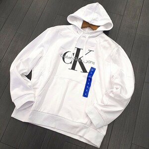 W ◎ 【商品ランク:S】未使用 カルバン クライン Calvin Klein ロゴプリント 長袖 プルオーバー パーカー sizeL メンズ トップス 紳士服