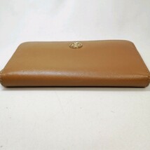 A Φ【商品ランク:B】 トリーバーチ TORY BURCH ロゴデザイン ゴールド金具 レザー ラウンドファスナー 長財布 ウォレット 小銭入れ有 茶系_画像5