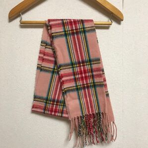 ピンク チェック柄 マフラー