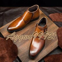 チェルシーブーツ ブーツ メンズシューズ　牛革　ビジネスシューズ　イギリス風　革靴　 フォーマル　本革　紳士靴　ブラウン　26cm_画像1