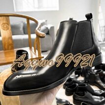 チェルシーブーツ　サイドゴアブーツ ブーツ メンズシューズ　牛革　ビジネスシューズ　イギリス風　革靴 本革　紳士靴　ブラック　25cm_画像5