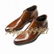 チェルシーブーツ ブーツ メンズシューズ　牛革　ビジネスシューズ　イギリス風　革靴　 フォーマル　本革　紳士靴　ブラウン　26cm_画像2