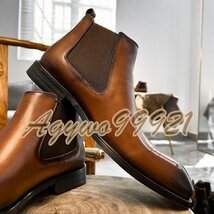 チェルシーブーツ　サイドゴアブーツ ブーツ メンズシューズ　牛革　ビジネスシューズ　イギリス風　革靴 本革　紳士靴　コーヒー　25cm_画像5