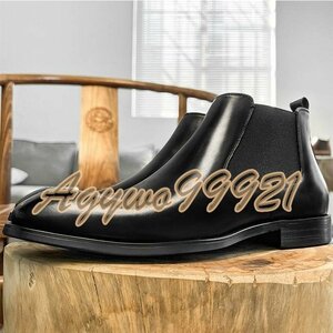 チェルシーブーツ　サイドゴアブーツ ブーツ メンズシューズ　牛革　ビジネスシューズ　イギリス風　革靴 本革　紳士靴　ブラック　26.5cm