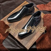 チェルシーブーツ ブーツ メンズシューズ　牛革　ビジネスシューズ　イギリス風　革靴　 フォーマル　本革　紳士靴　ブラック　24.5cm_画像3