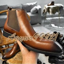 チェルシーブーツ　サイドゴアブーツ ブーツ メンズシューズ　牛革　ビジネスシューズ　イギリス風　革靴 本革　紳士靴　コーヒー　25cm_画像6