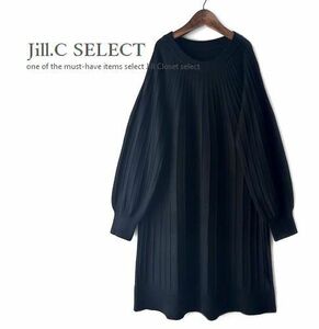 Jill.C［新品］ 送料185円 伸縮◎細魅せ効果♪綺麗ジャガード織*ハイゲージニット*Aライン*プルオーバー*チュニック*ワンピース3721.BLACK