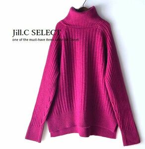 Jill.C［新品］伸縮◎RANDOMリブニット アクリル混*バックロング サイドスリット入り プルオーバー*チュニック3719.PINK