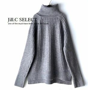 Jill.C［新品］伸縮◎RANDOMリブニット アクリル混*バックロング サイドスリット入り プルオーバー*チュニック3719.GRAY