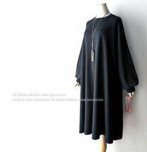 Jill.C［新品］ 送料185円 伸縮◎美ジャガード織*たっぷりの生地をつかった♪ふんわりフレアシルエット*プルオーバー*ワンピース3718bk_画像5