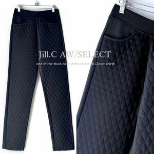 Jill.C*［新品L～LL］ 送料185円 伸縮◎上質感*美脚効果♪FRONTキルティング*×スムース*ポケット付*ストレッチ素材*ストレートパンツ3662b