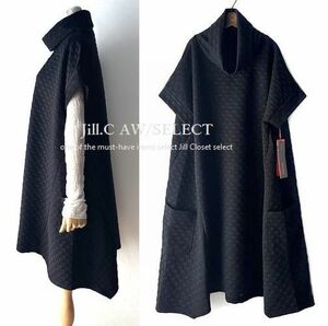 Jill.C*［新品］ 送料185円 伸縮◎上質感 重ね着レイヤード*ジャガード織*裾ヘムライン*プルオーバー*チュニック*ワンピース3704.BLACK