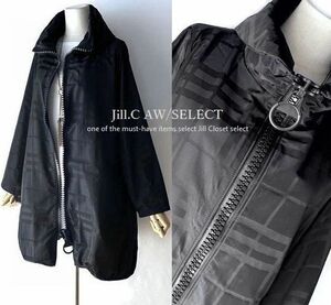 Jill.C［新品*ブラック］防寒*着膨れしない 裏シャギーコート*BIGファスナーフルジッパー*着回し力抜群♪スタイリッシュな格子柄pt*3659.