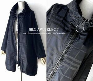 Jill.C［新品*ネイビー］防寒*着膨れしない 裏シャギーコート*BIGファスナーフルジッパー*着回し力抜群♪スタイリッシュな格子柄pt*3659