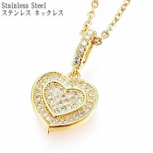 CZ Heart колье нержавеющая сталь Gold Cubic Zirconia цепь Gold циркон колье подвеска Heart 