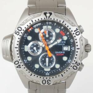 CITIZEN シチズン DIVER'S ダイバーズ 200M TITANIUM 3740-H17575 デイト クロノグラフ メンズ クォーツ 腕時計 0011143792