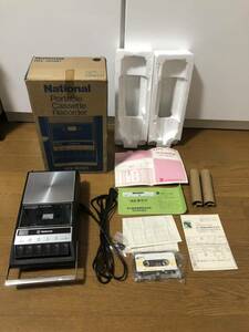 National ナショナル ポータブルカセットレコーダー RQ-309D 箱説明書付き 1976年発売品 ジャンク品　Portable Cassette Recorder レトロ