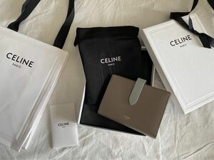 セリーヌ ミディアム ストラップ ウォレット CELINE レザー 財布 Celine ペブル　ミネラル