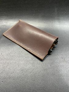  glasses case original leather ( cow leather ) dark brown made in Japan 