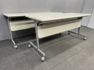 * tube 1259* our company flight correspondence region equipped * great special price goods * Inoue safe made * curtain board attaching meeting mi-tings tuck folding table 2 pcs. set width 1500mm* white white group 