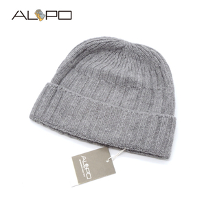 【定価7,920・新品】ALPO（アルポ）リブウール ニットビーニー グレー B193